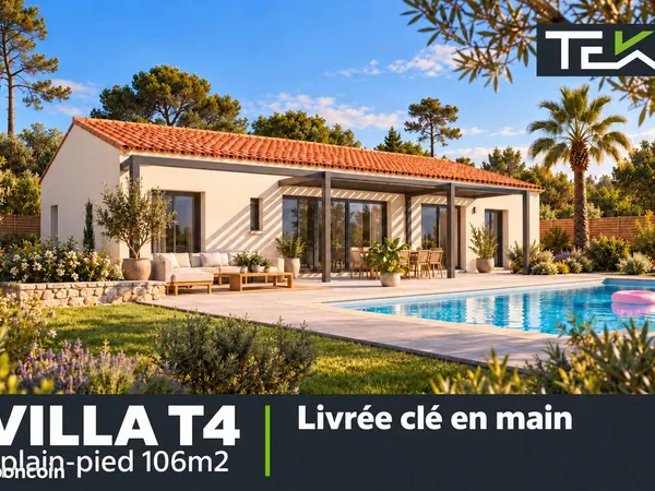 Claret - villa de plain-pied de 106 m² avec garage + terrain viabilisé de 855 m²