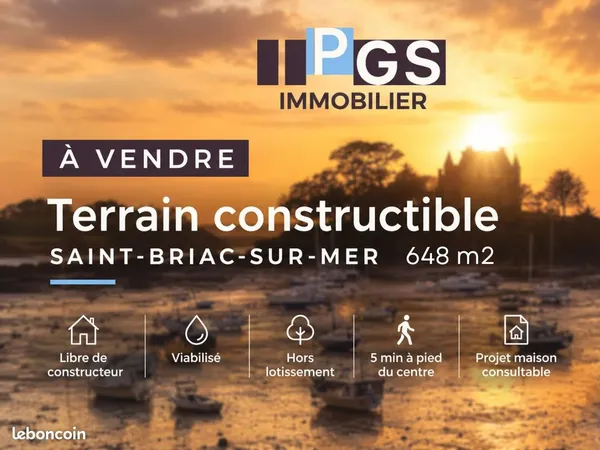 Terrain constructible de 648 m²- Saint Briac sur Mer