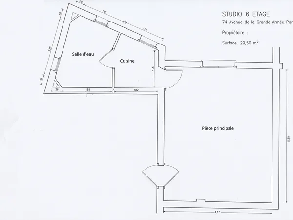 Studio de 30m² Avenue de la Grande Armée