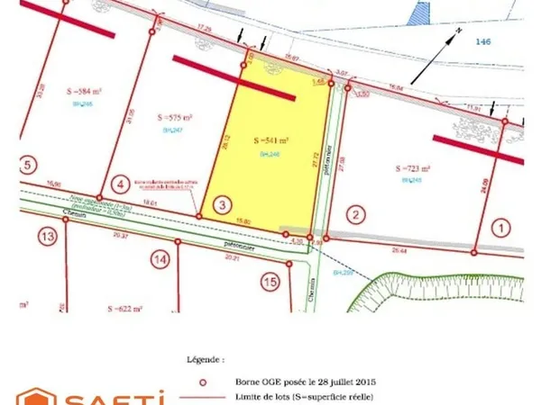 Terrain de 541 m² viabilisée (lot 3)  Le Puy