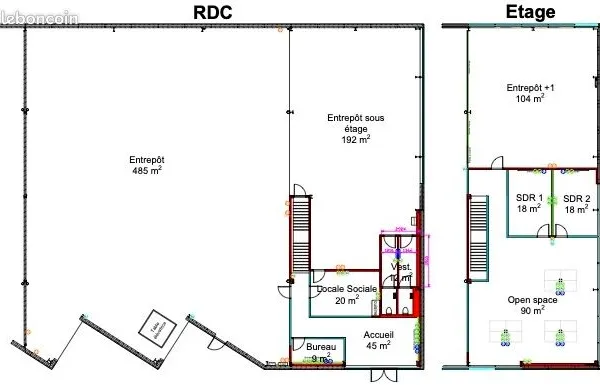 A louer entrepôt 987 m²