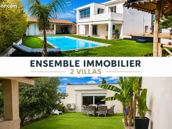 RARE À AUTIGNAC - ENSEMBLE DE 2 VILLAS - 259 m² - PISCINE - 1104 m² DE TERRAIN