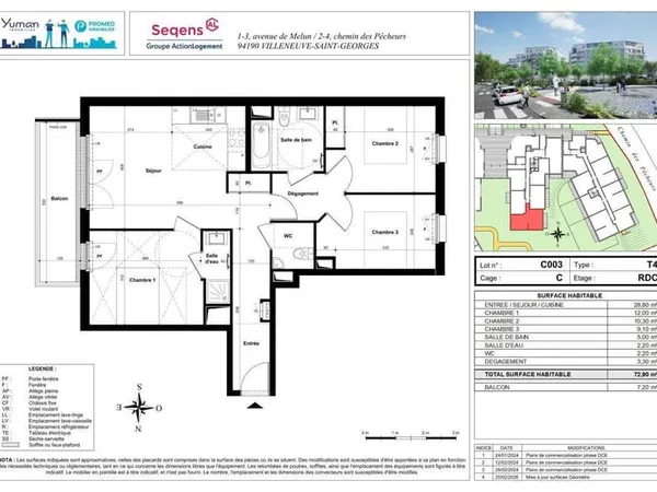 Appartement 4 pièces 72 m²
