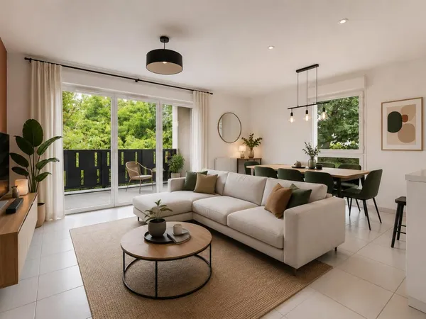 Appartement trois pièces avec deux balcons et une place de s
