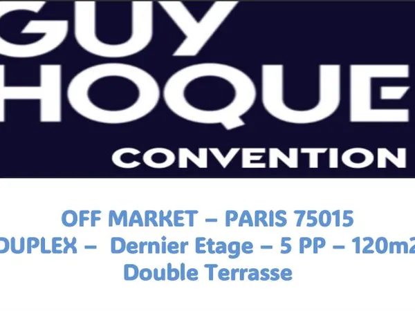 Vends Paris 15e - Duplex atypique - 5PP - Salon et cheminée - 4 chambres - 2 terrasses