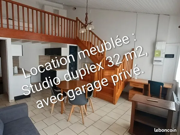 Location studio duplex avec garage