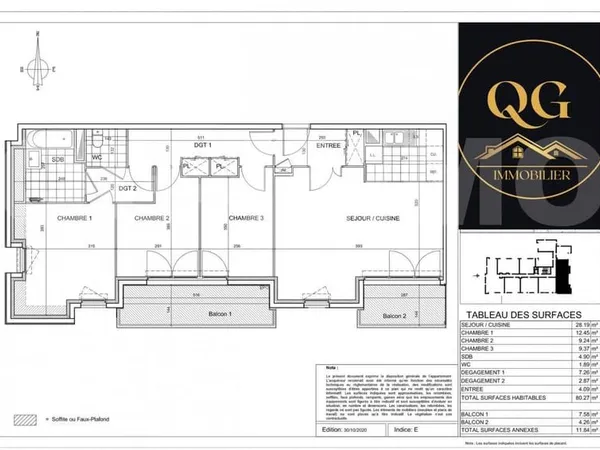 Appartement 4 pièces 80 m²