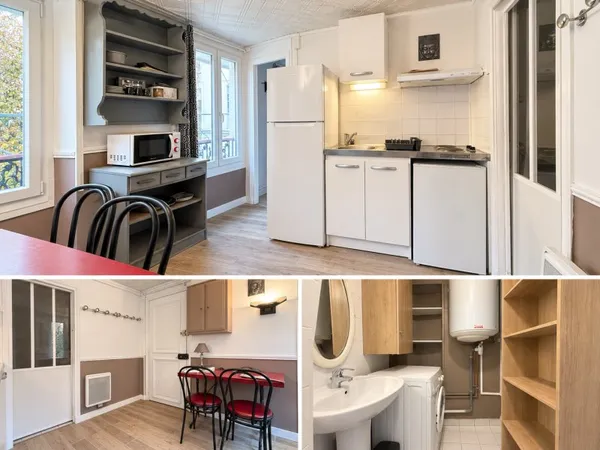 À louer, T2 meublé de 36,70m² au coeur des Batignolles, 2e étage sur cour arborée