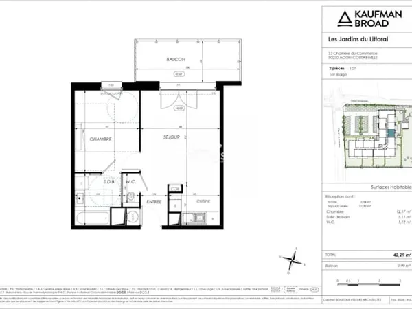 Appartement 2 pièces 43 m²