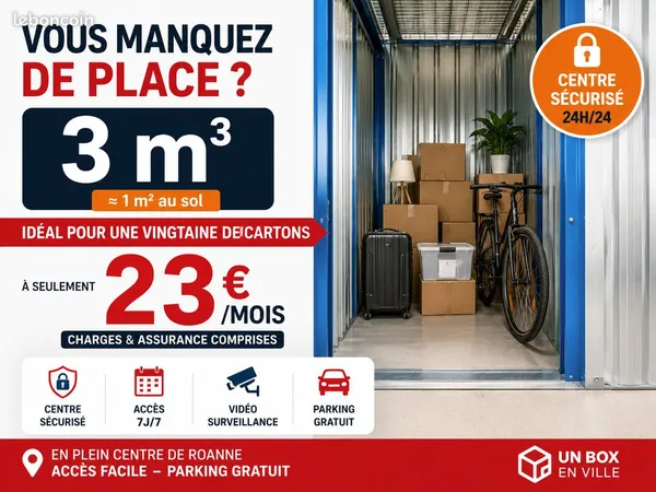 Box 3 m³ de stockage sécurisé dès 23 /mois