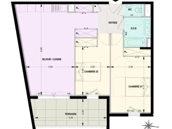 Appartement 3 pièces 66 m²