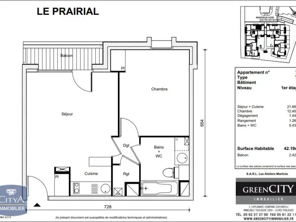 Appartement 2 pièces 42 m²