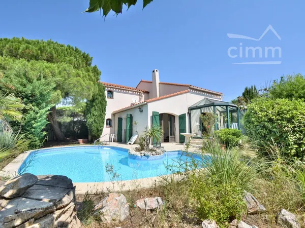 VENTE - SAINT CYPRIEN PLAGE - BELLE VILLA 4 FACES  - PISCINE - 6 PIECES - 66750 - PYRENEES ORIENTALE