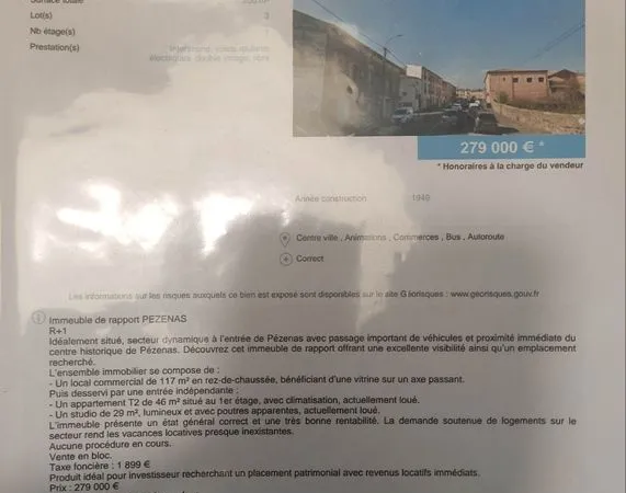 Vente immeuble Pézenas