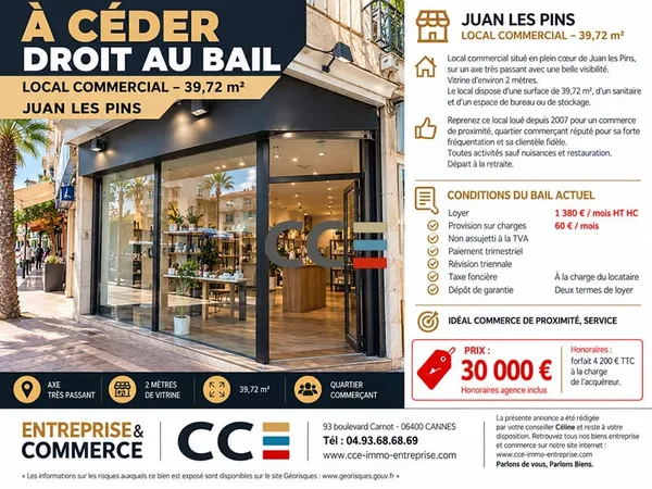 Cession de droit au bail 39.72 m2