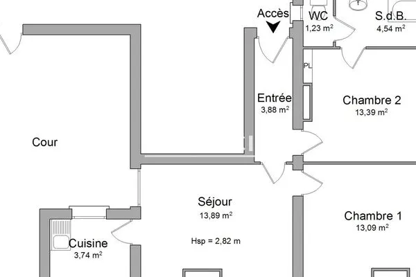 Appartement 3 pièces 54 m²