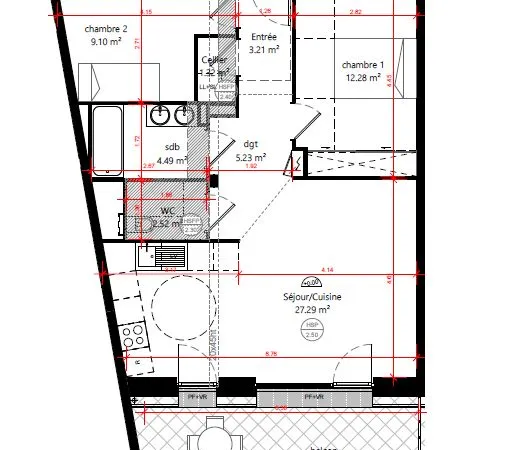 Appartement 3 pièces - 66m²
