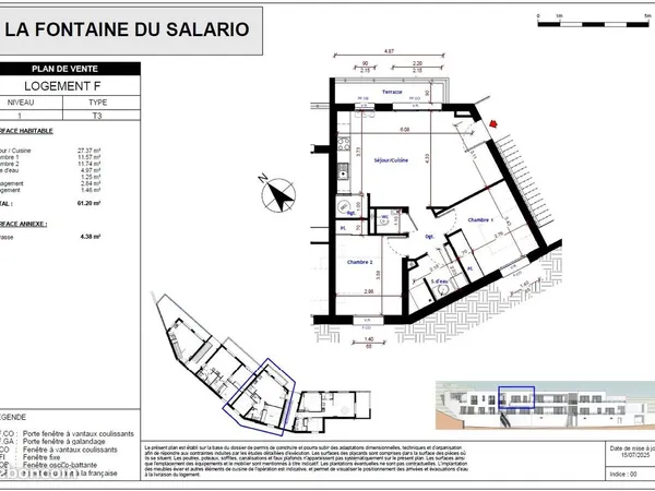 Appartement 3 pièces 62 m²