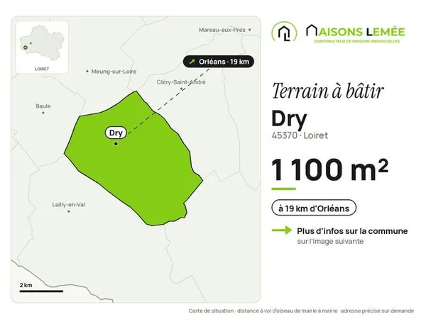 Terrain à bâtir 1 100 m² à Dry