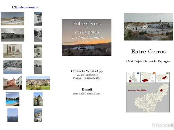 Situé à Castilléjar, "Entre Cerros" offre 3 maisons-grottes rénovées sur 2000 m². Alliant charme tro
