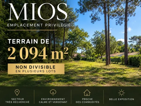Mios Superbe terrain à bâtir de 2 094 m2