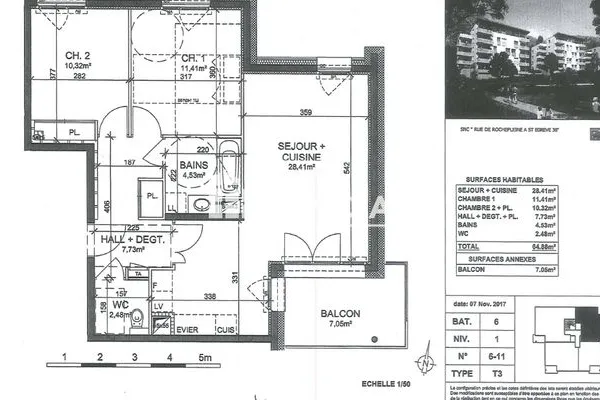 Appartement 3 pièces 65 m²