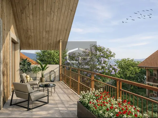 T4 neuf de 113,88 m2 à Menthon-Saint-Bernard : séjour-cuisin