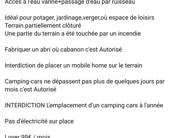Loue terrain loisirs