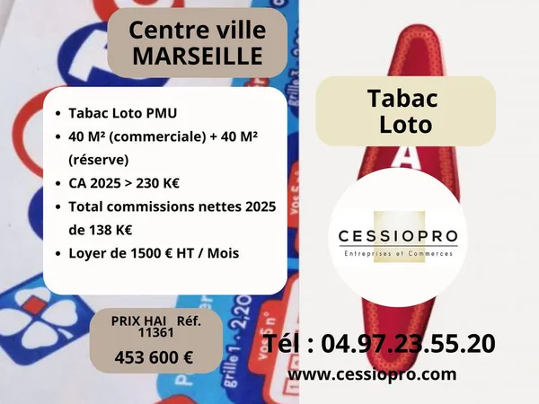 A vendre très beau Tabac Loto, en centre-ville de Marseille