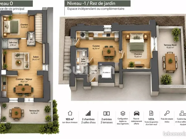 Duplex 4 pièces 103 m²