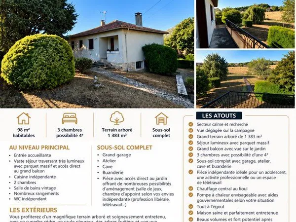Maison individuelle grand sous sol possibilité d'agrandissement