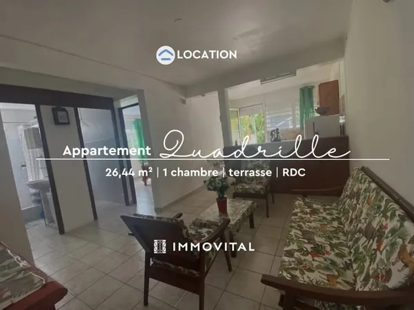 À LOUER T2 MEUBLÉ AU REZ-DE-CHAUSSE AVEC TERRASSE ET STATI