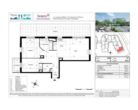 Appartement 3 pièces 63 m²