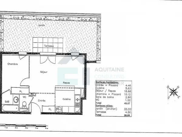 Appartement 2 pièces 43 m²
