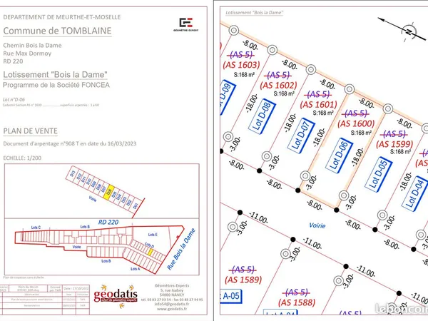 Terrain 168 m² TOMBLAINE