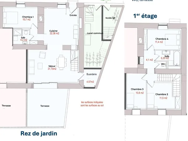 Duplex terrasse 4 chambres