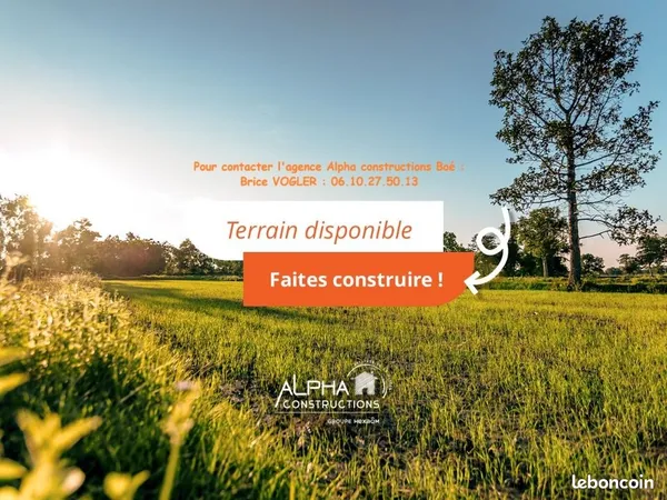 Terrain 1 600 m² La Sauvetat Sur Lede