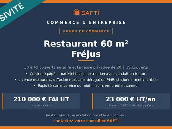 Restaurant 60 m² + terrasse  Fréjus
