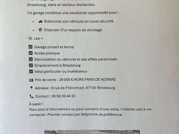 Garage en vente Neudorf