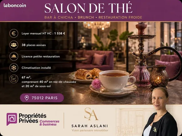 Fonds de commerce bar, salon de thé 67 m²