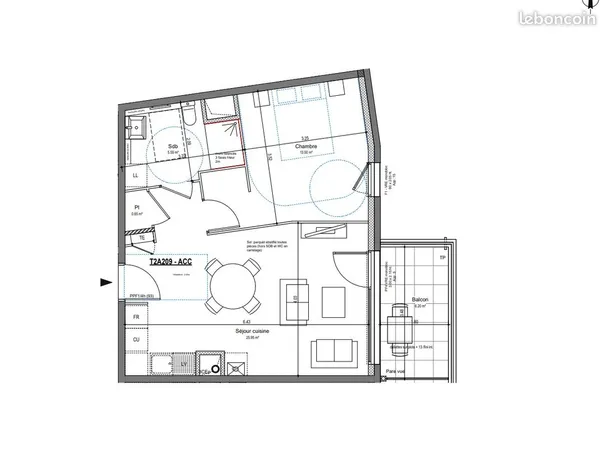Appartement 1 pièce 45 m²