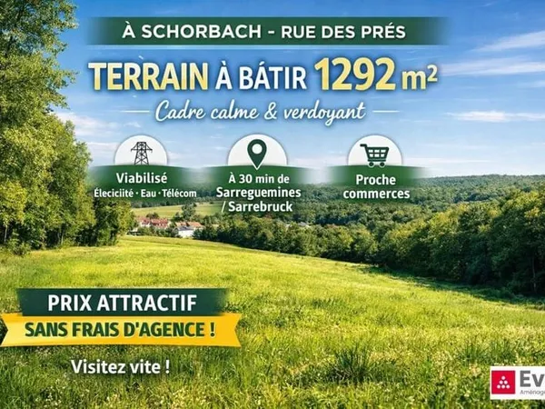 Terrain constructible 1292 m²