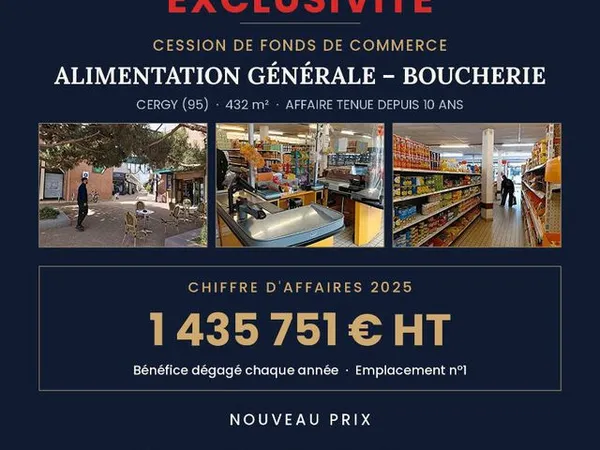 Alimentation, boucherie, fonds de commerce 433 m² CERGY
