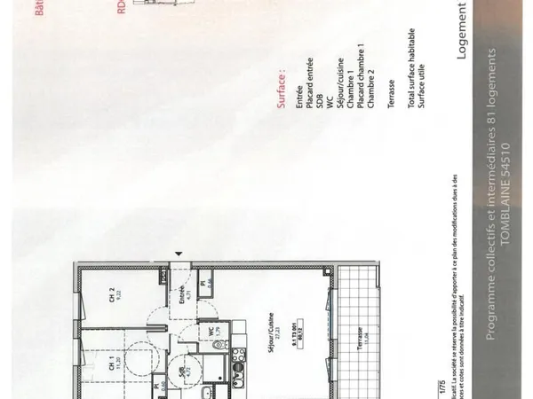 Appartement 3 pièces 60 m²