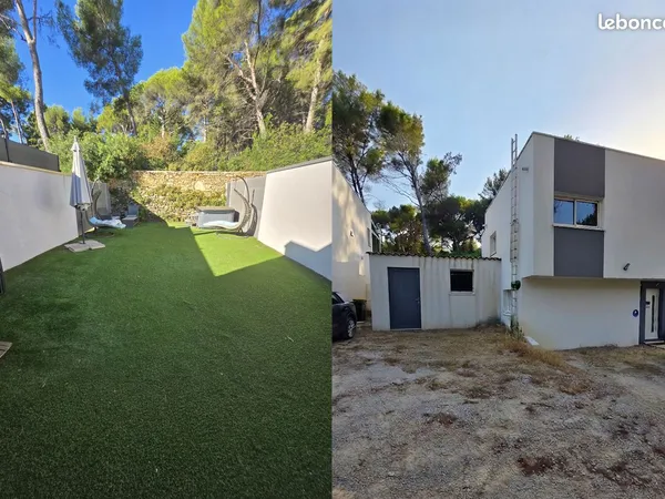 Maison Californienne de 112m² mitoyenne d'un côté, en duplex incluant son local de stockage adjacent