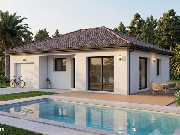 Projet maison neuve plain-pied (3 ch. + garage) avec terrain de 800 m² - GOURBERA (40)