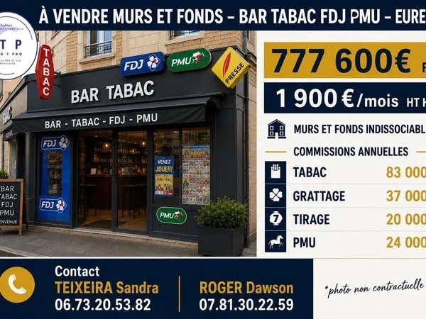 MAGNIFIQUE BAR TABAC FDJ PMU MURS ET FONDS PROCHE DES ANDELYS (2
