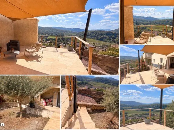 Appartement 3 pièces rénové avec grande terrasse, jardin et vue panoramique - Pierrefeu-du-Var