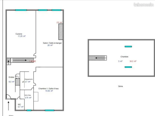 Vente duplex 77 000 quartier Charité