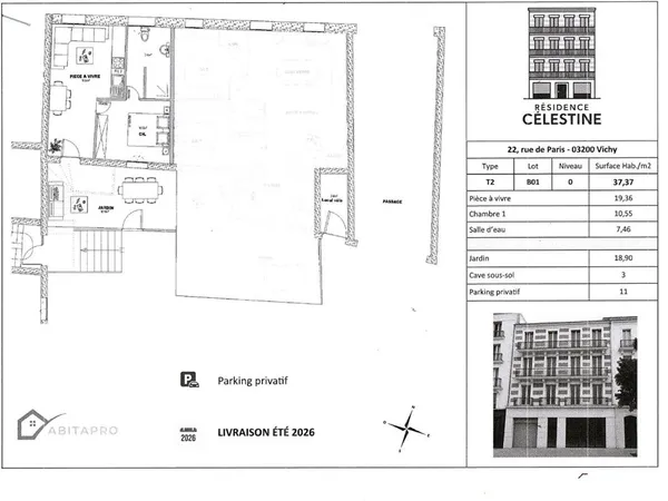 Appartement Vichy 2 pièce(s) 38 m2